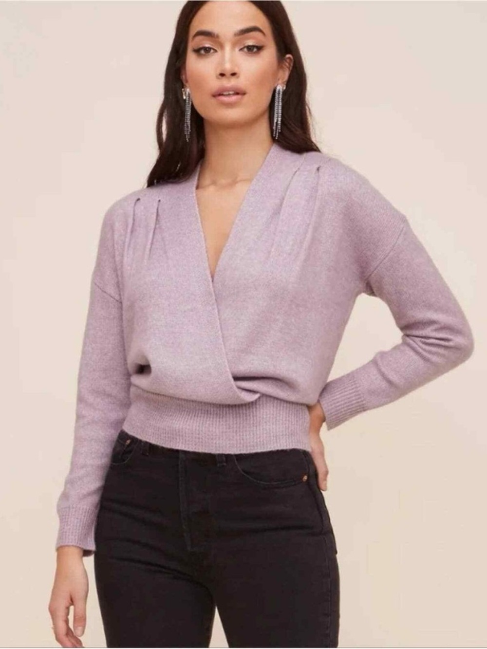 Astr Lavender Wrap Sweater Medium
